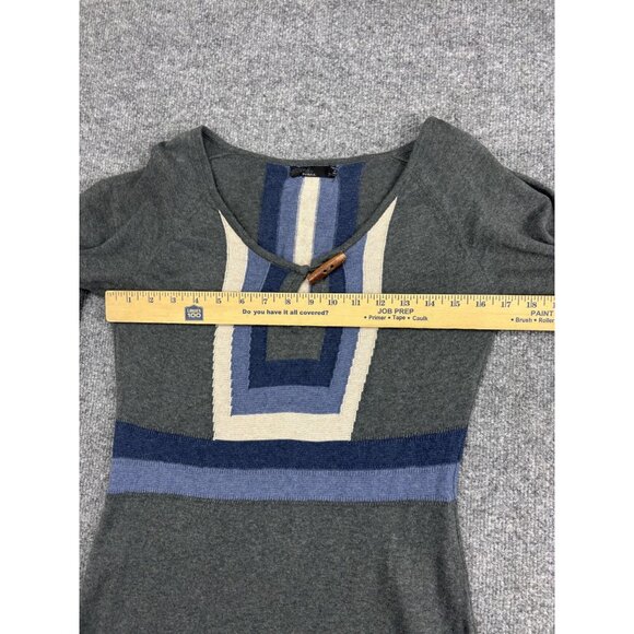 Prana Sweater Dress Womens Small Gray Colorblock Scoop Neck 3/4 Sleeve Knit - Picture 4 of 8